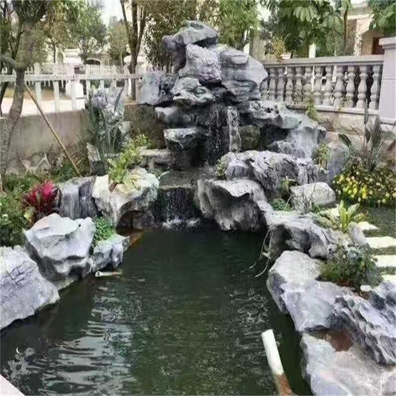 罗田庭院假山鱼池图片